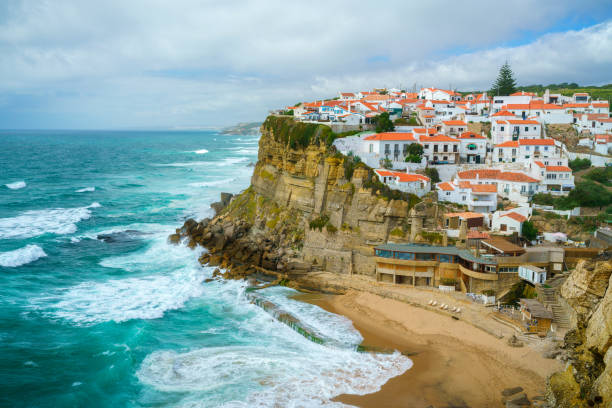 Sea Life, Sintra, Portugal coastal town Azenhas do Mar, Sintra, Portugal coastal town. Beautiful ocean landscape azenhas do mar stock pictures, royalty-free photos & images