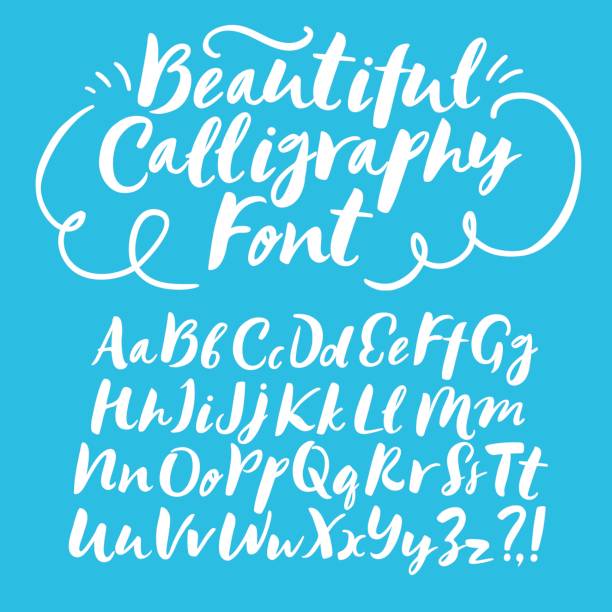 Brush hand drawn vector font Hand drawn brush ink vector ABC upper and lower case letters set. Beautiful calligraphy font for your design. tracery stock illustrations