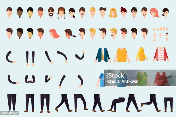 Constructor Of People Body Stock Illustration - Download Image Now - Characters, Vector, Icon Set