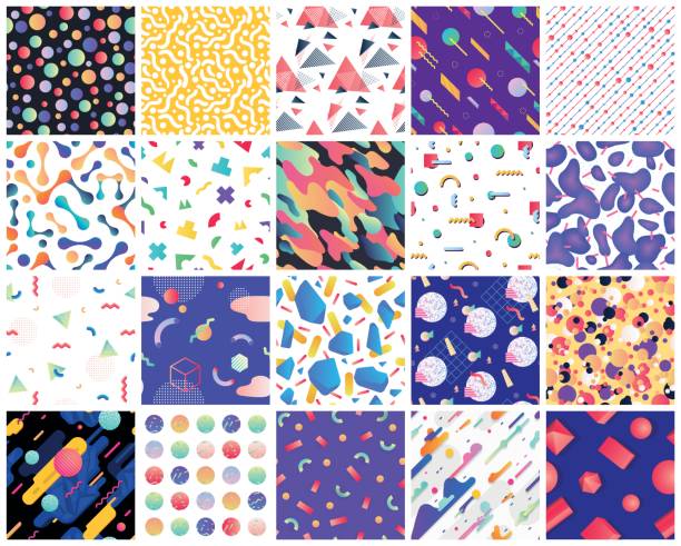 Colorful geometric background set. You can use these patterns as banners, business cards, festive decorations, greeting cards and for your ideas.