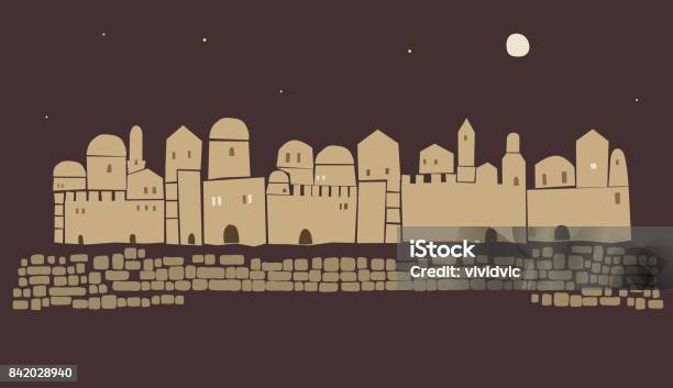 Middle East Townold City Abstract Architecture Historical Place Stock Illustration - Download Image Now