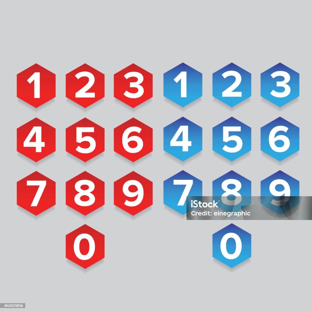 Number Button Design Number Set Hexagon Button Stock Illustration - Download Image Now ...