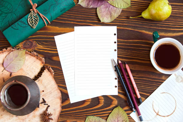 istock Wooden background with paper for notes 842039324