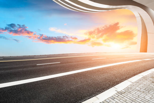 istock Asphalt road and beautiful sky landscape at sunset 842044086