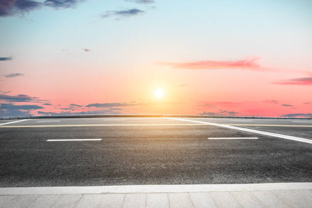 istock Asphalt road and beautiful sky landscape at sunset 842044406