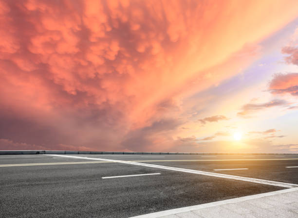 istock Asphalt road and beautiful sky landscape at sunset 842044458