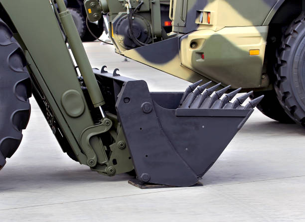 istock Boom of excavator with bucket 842068644