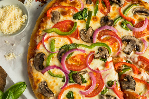 istock Homemade Veggie Pizza with Mushrooms Peppers 842075042
