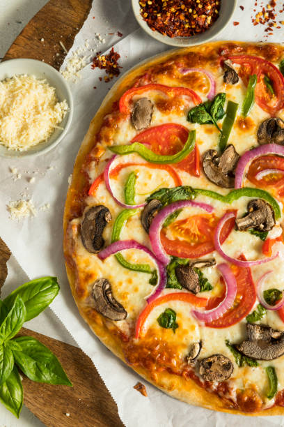 istock Homemade Veggie Pizza with Mushrooms Peppers 842076290