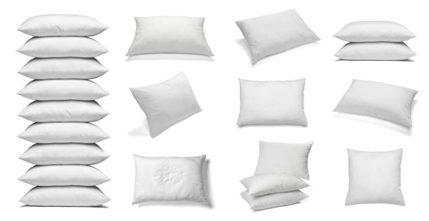 weiße kissen bettwäsche schlafen - pillow cushion isolated bedding stock-fotos und bilder