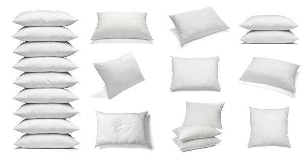 white pillow bedding sleep close up of  a white pillow on white background pillow stock pictures, royalty-free photos & images