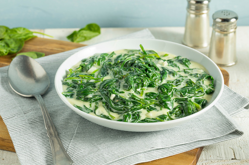 Creamy Homemade Creamed Spinach with Onion and Garlic