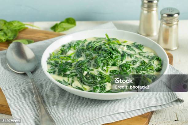 Creamy Homemade Creamed Spinach Stock Photo - Download Image Now - Spinach, Cream - Dairy Product, Cheese