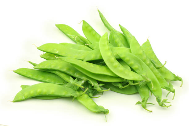 istock Green snow peas  on the white background 842082392