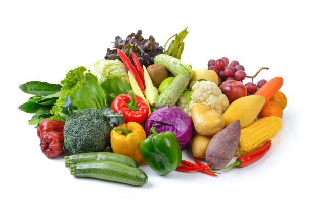 istock vegetables and fruits on white background 842091024