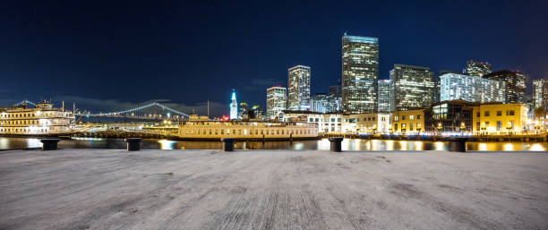 istock empty concrete floor with cityscape of modern city 842093756