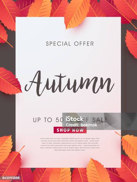 Autumn 52 Stock Illustration - Download Image Now - Autumn, Sale, Flyer - Leaflet