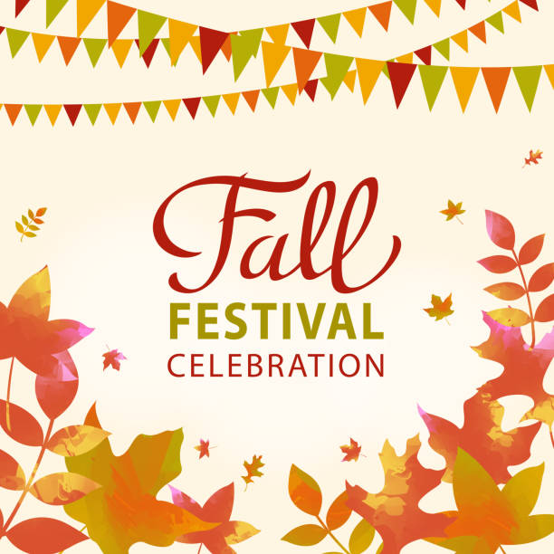 празднование осеннего фестиваля - thanksgiving maple leaf abstract autumn stock illustrations