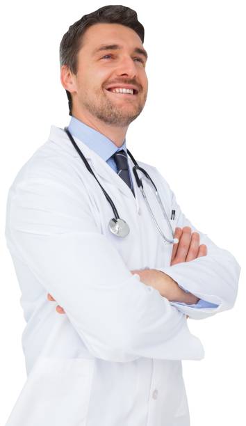 istock Handsome young doctor with arms crossed 842097556