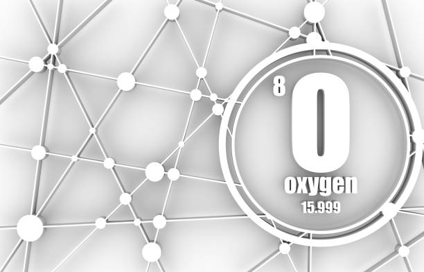 oxygen chemical element. - oxygen periodic table mass sign imagens e fotografias de stock
