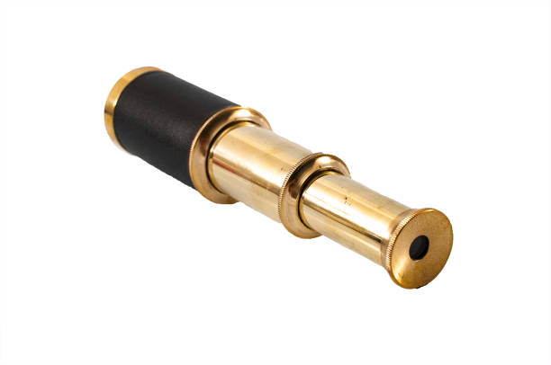 istock Antique brass telescope or spyglass on white background 842103980