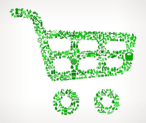 istock Shopping Cart  Health and Wellness Icon Set Background Pattern 842104222