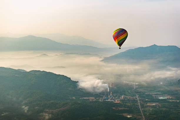 istock Hot air balloon flying in Vang Vieng, Laos 842118768