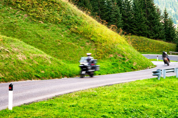 istock Bikers on Dolomites Alps road 842126734