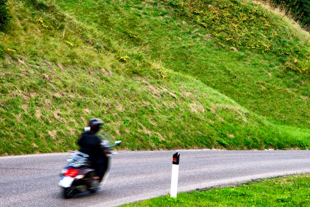 istock Bikers on Dolomites Alps road 842126758