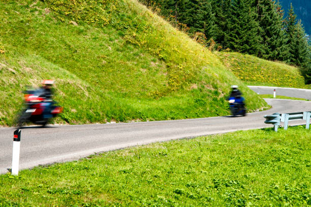 istock Bikers on Dolomites Alps road 842126788