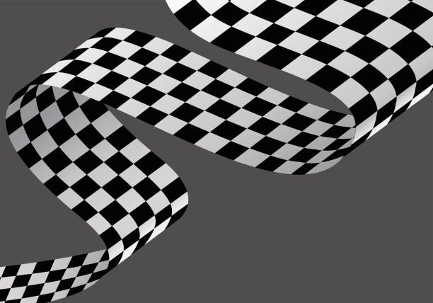 istock Checkered flag wave curve flying on gray design sport race championship background vector illustration. 842130820