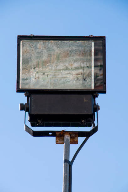 istock Front view closeup of reflector on blue sky background. 842134304