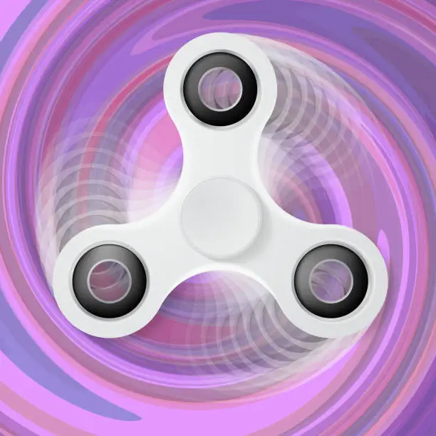 Vector illustration of white Hand spinner with motion blur effect.