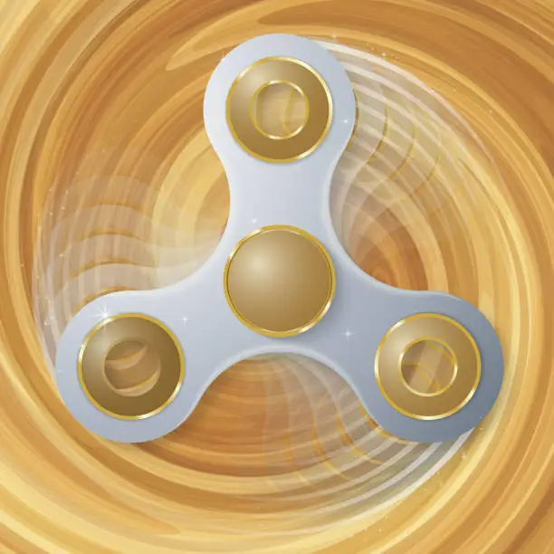 Vector illustration of white Hand spinner with motion blur effect.