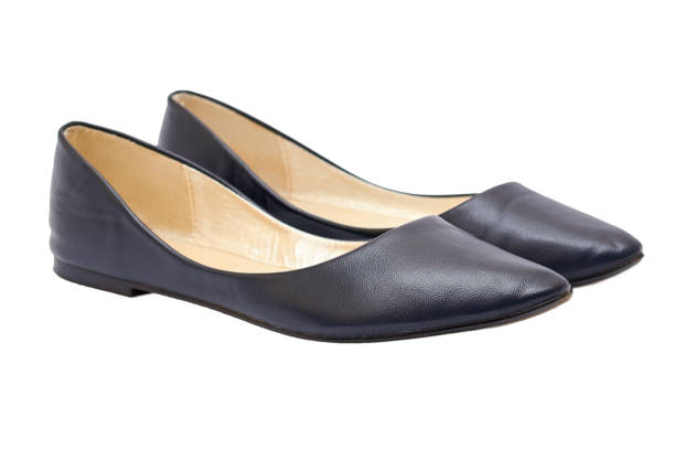 istock Women's blue leather shoes isolated on white background 842149126