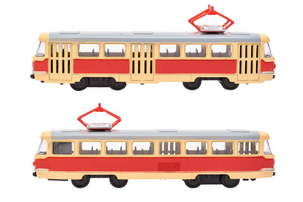 istock Modern tram toy isolated on white background 842149204