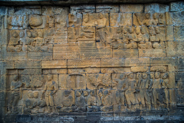 istock Borobudur Temple Relief, at Borobudur Temple Magelang Central Java Indonesia 842152088