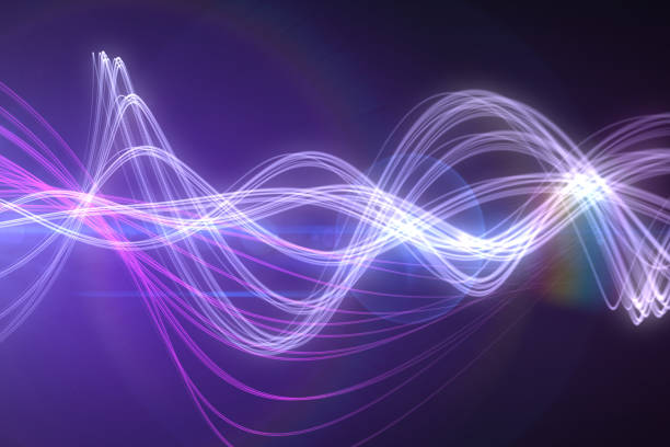 istock Curved laser light design in purple 842152098