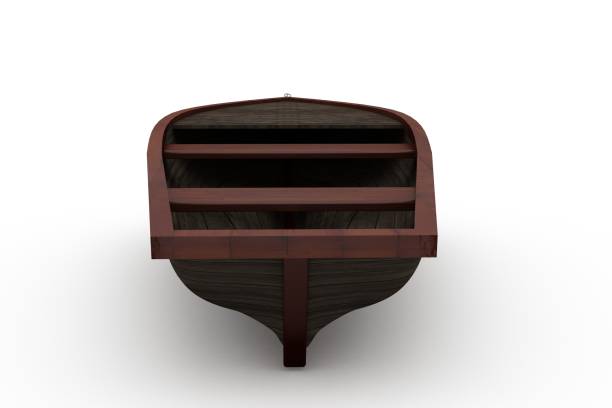istock Brown wooden boat with shadow 842155944
