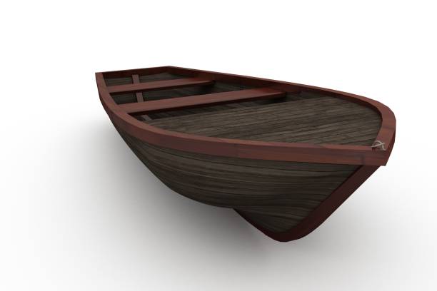 istock Brown wooden boat with shadow 842155952