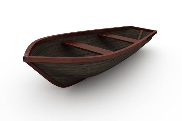 istock Brown wooden boat with shadow 842155974