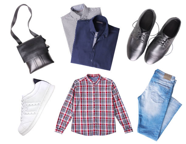 istock Male set of clothes top view isolated. 842156374