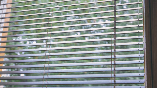 istock Modern wood blind for home and office - vintage old look 842156458