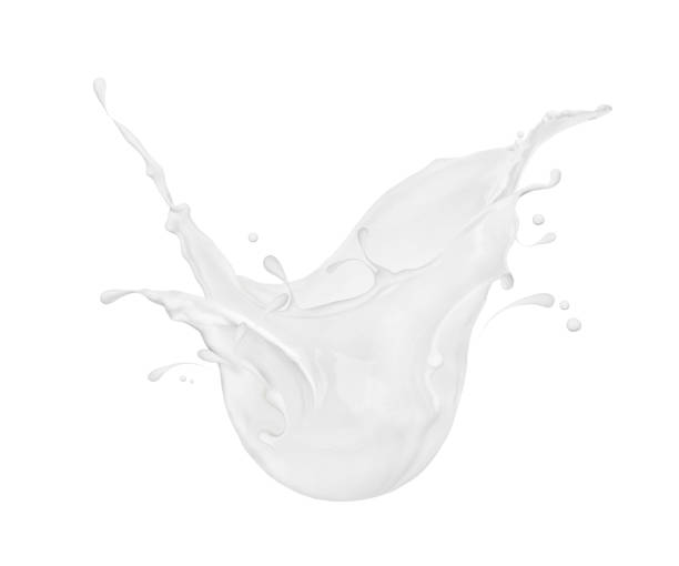 istock Splashes of milk close-up isolated on white background 842170754