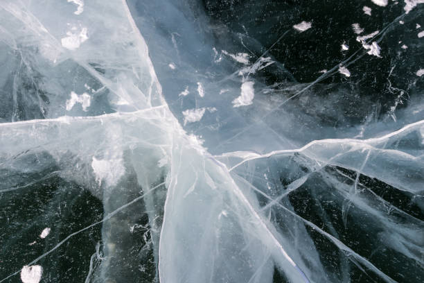 istock Ice of Baikal Lake with cracks. 842173468
