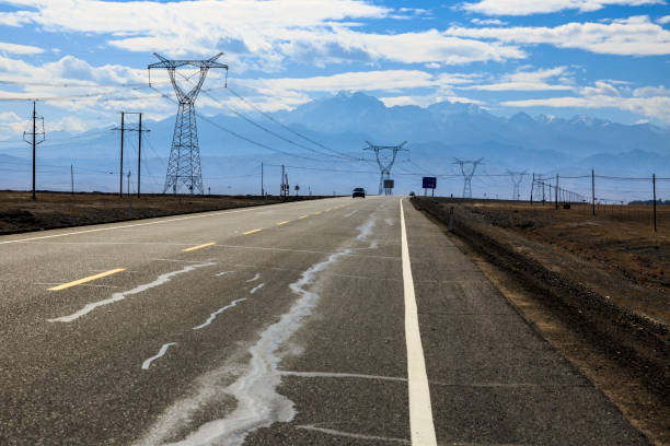 istock Long straight highway ,Xinjiang province,China. 842196384