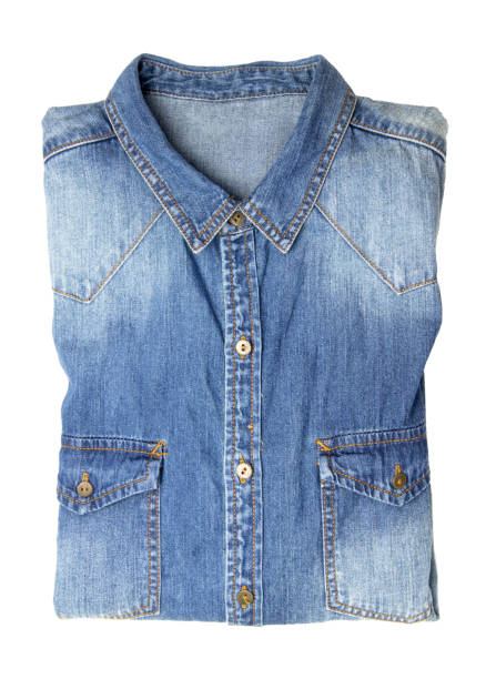 istock Blue jean shirt folded isolated on white background 842199478