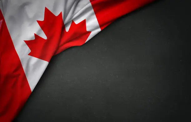 Photo of flag of Canada on blackboard