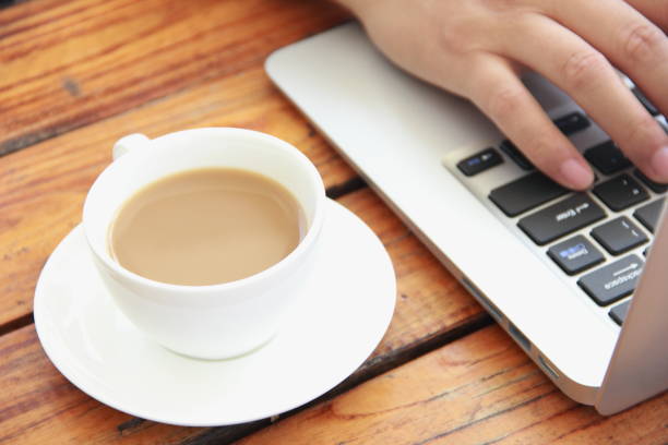 istock Male hand typing with laptop 842206710
