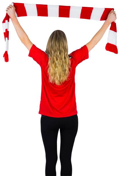 Cheering football fan in red